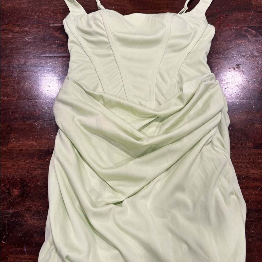Draped Corset Prom Dress in Pale Green